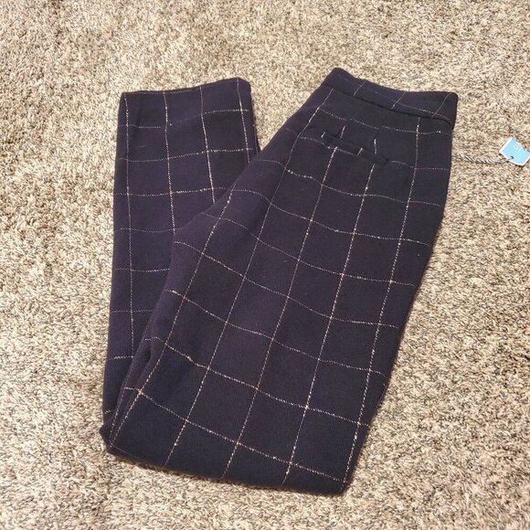 NWT Draper James RSVP Blue Gold Windowpane Pants 2 - Picture 1 of 4
